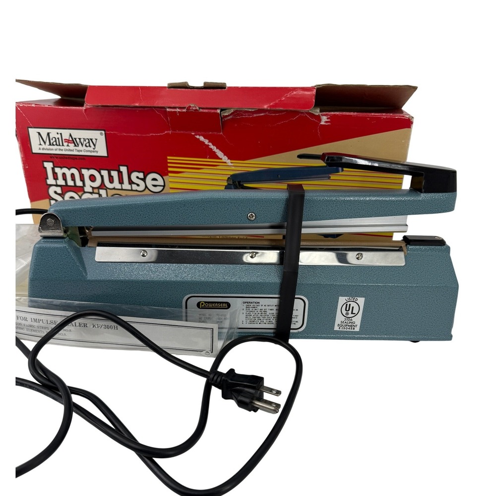 MailAway Powerseal Impulse Sealer KF-300H Blue‎ Heat Sealer with Spare Parts Box